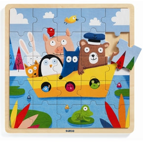 Træpuslespil i ramme fra Djeco - DJ01816 - puzzlo,25 brikker.