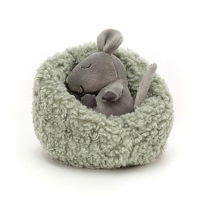 Mus i rede fra Jellycat - HIB3M - Hibermating Mouse.