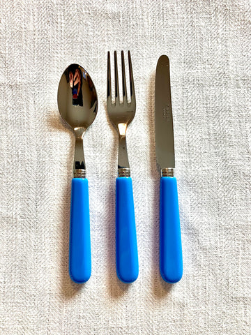 Børnebestik - blå kniv.
