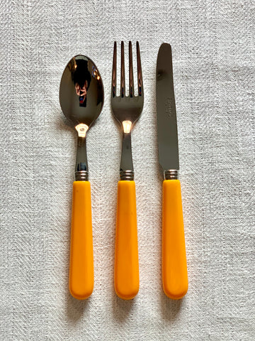 Børnebestik - gul gaffel.