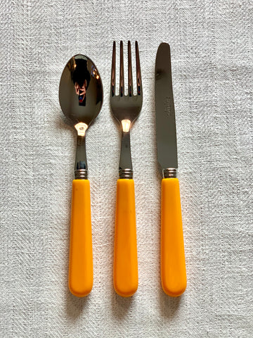 Børnebestik - gul kniv.
